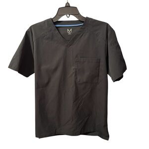 Medelita Black Scrub V-Neck Short Sleeve Shirt Size Small